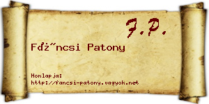 Fáncsi Patony névjegykártya